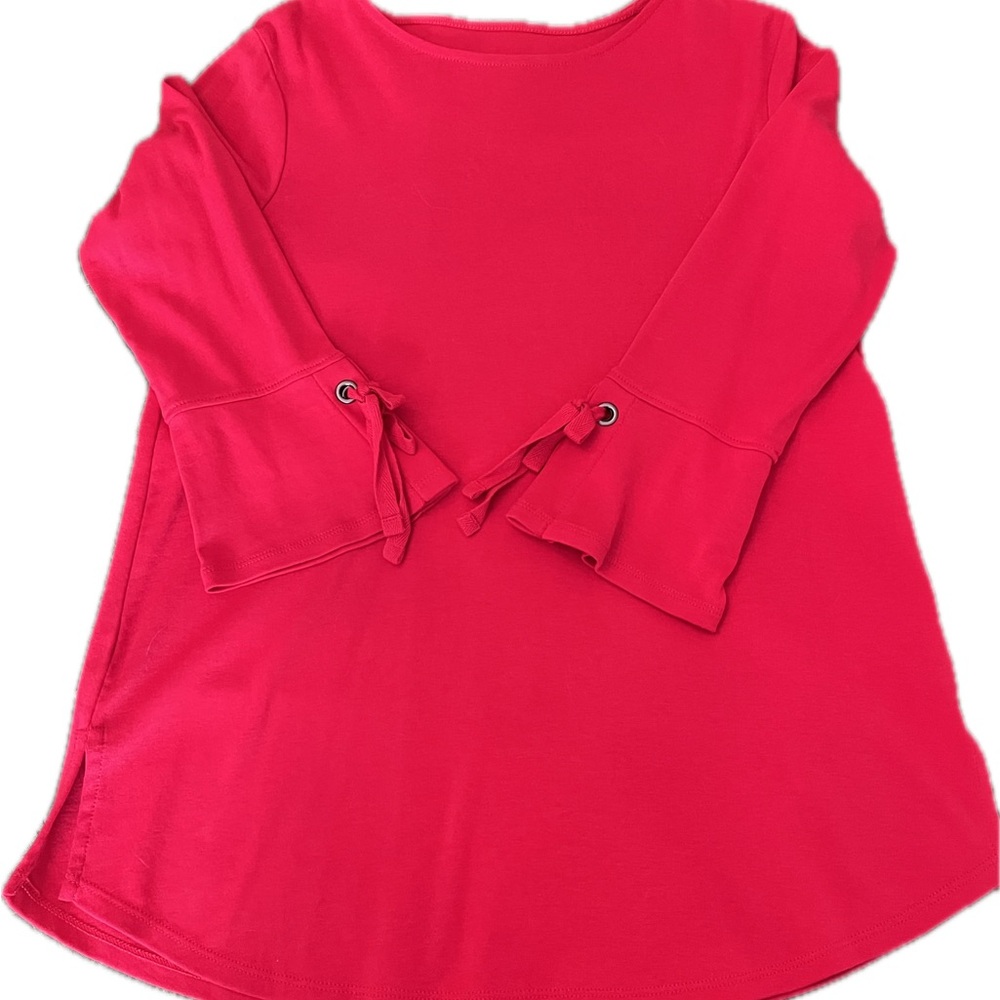 J. Jill Pima Tie-Sleeve Tee Red Women’s Size Small NWOT - Picture 2 of 6